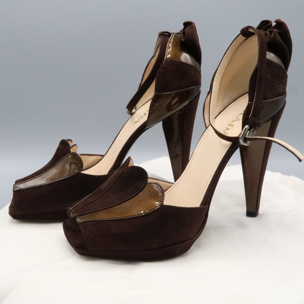 Prada Fan Ruffle Heels